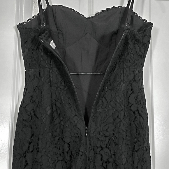 Hello Molly Messing with Me Black Lace Sweetheart Neck Sheer Skirt Midi Dress XS - Picture 12 of 15